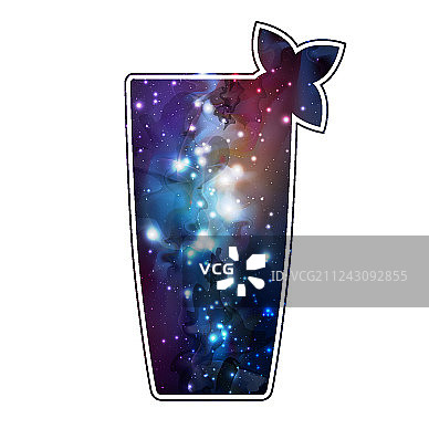 具有开放空间宇宙的鸡尾酒轮廓图片素材