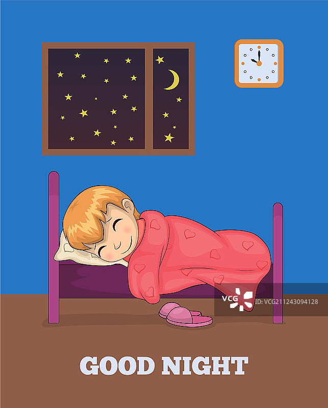 女孩在床上睡觉晚安海报图片素材