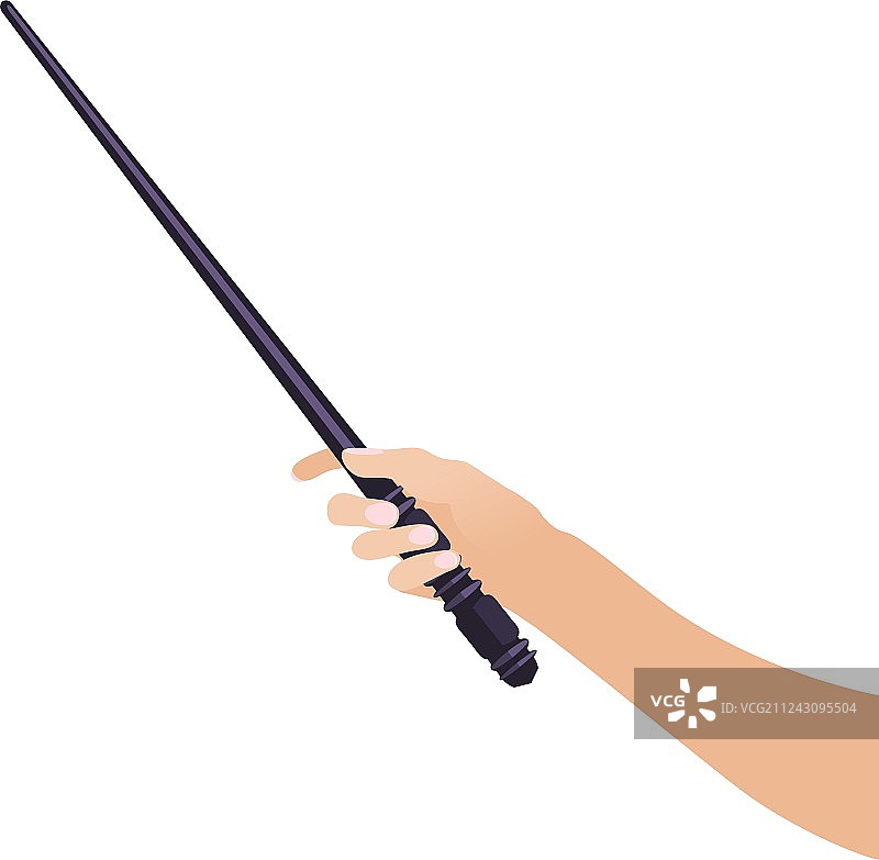 女巫和巫师手中的魔法棒（复古风格）图片素材