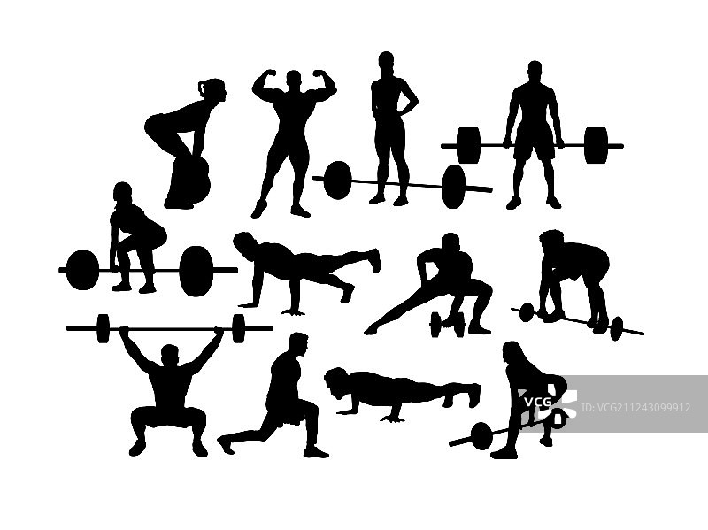 举重运动员轮廓剪影图片素材