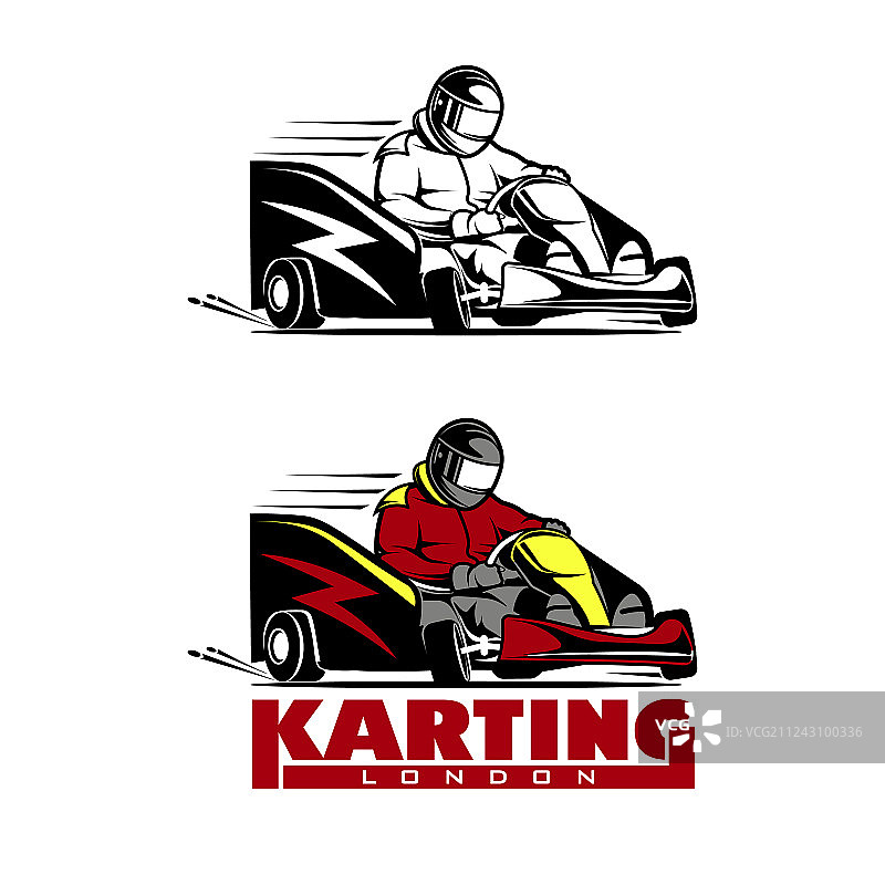 卡丁车比赛获胜者标志（白色背景）图片素材