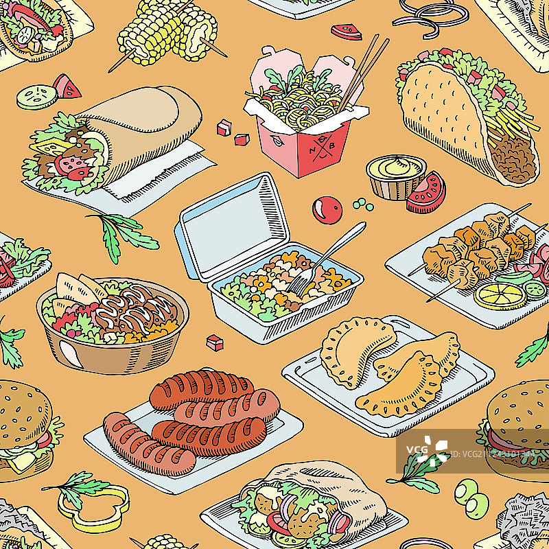 街头快餐汉堡或烤肉图片素材