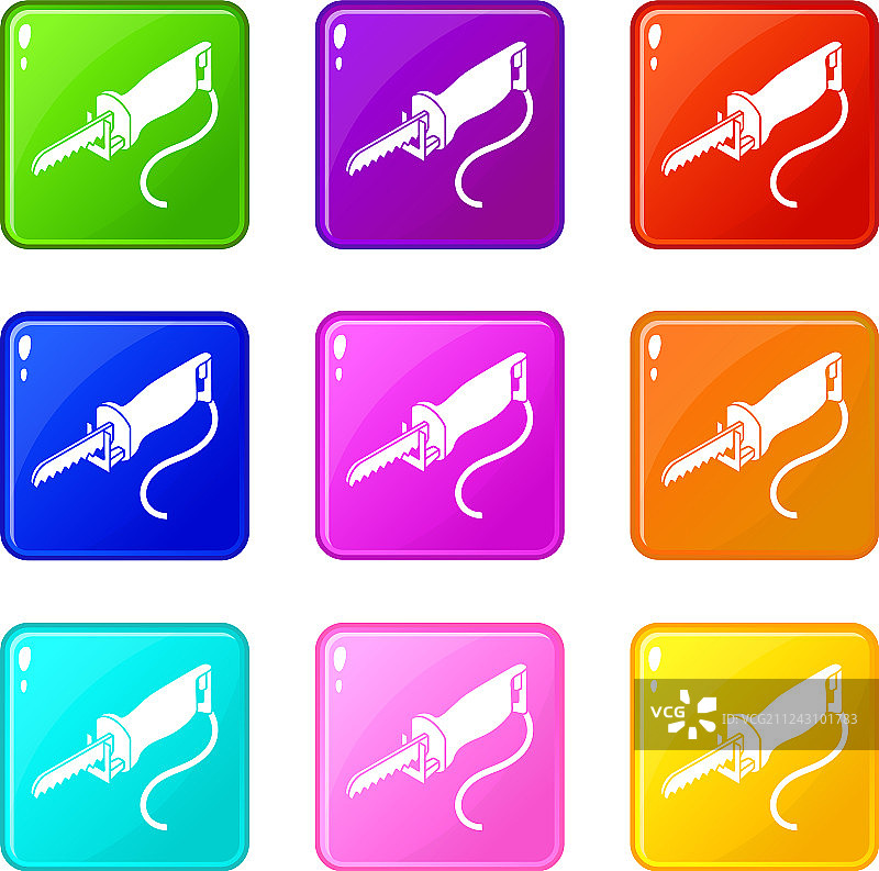 电杆锯图标9色集图片素材