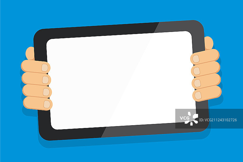手持空白屏幕彩色平板电脑图片素材