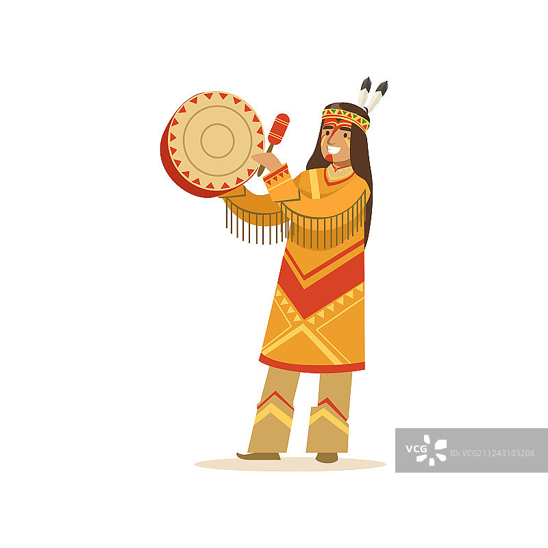 身着传统印第安服饰的美洲原住民印第安人图片素材