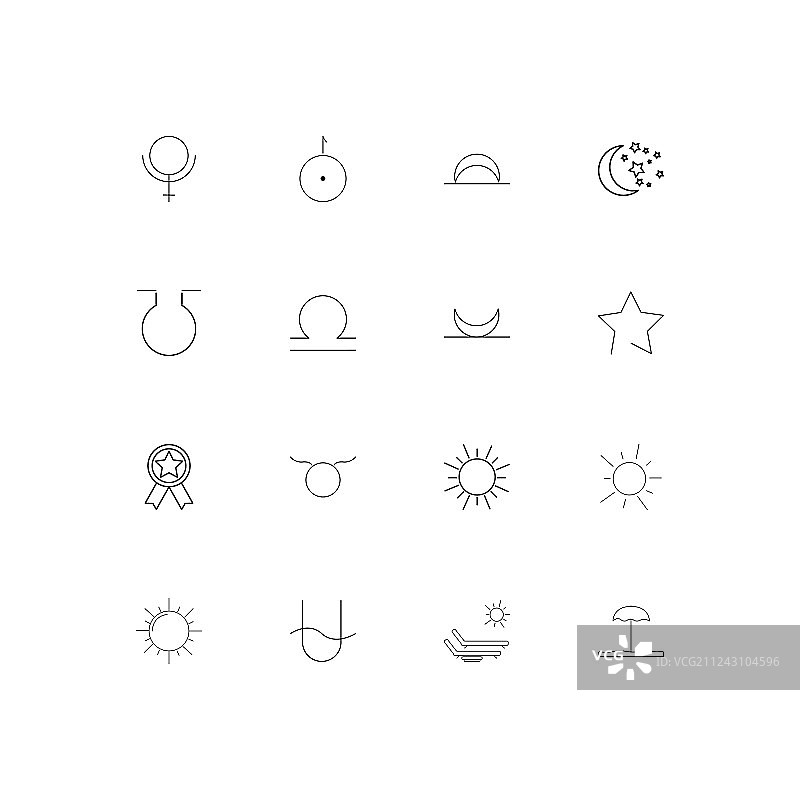 占星术线薄图标设置轮廓简单图片素材