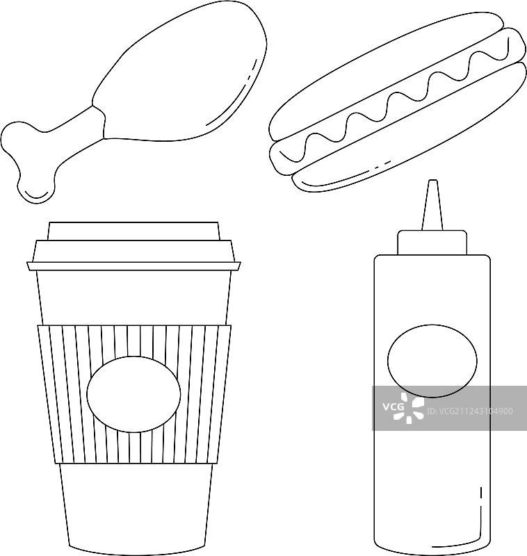 黑白快餐图标海报图片素材