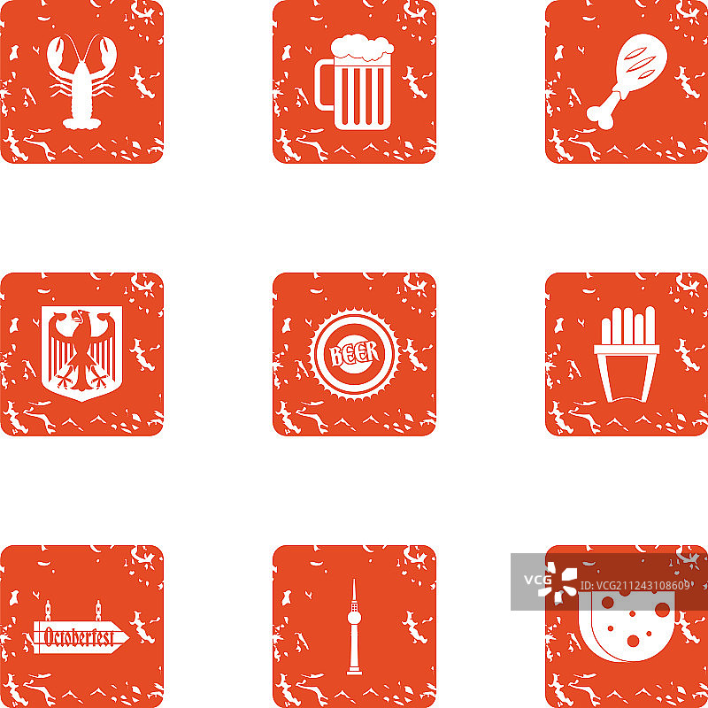 海鲜烧烤图标 Grunge 风格图片素材