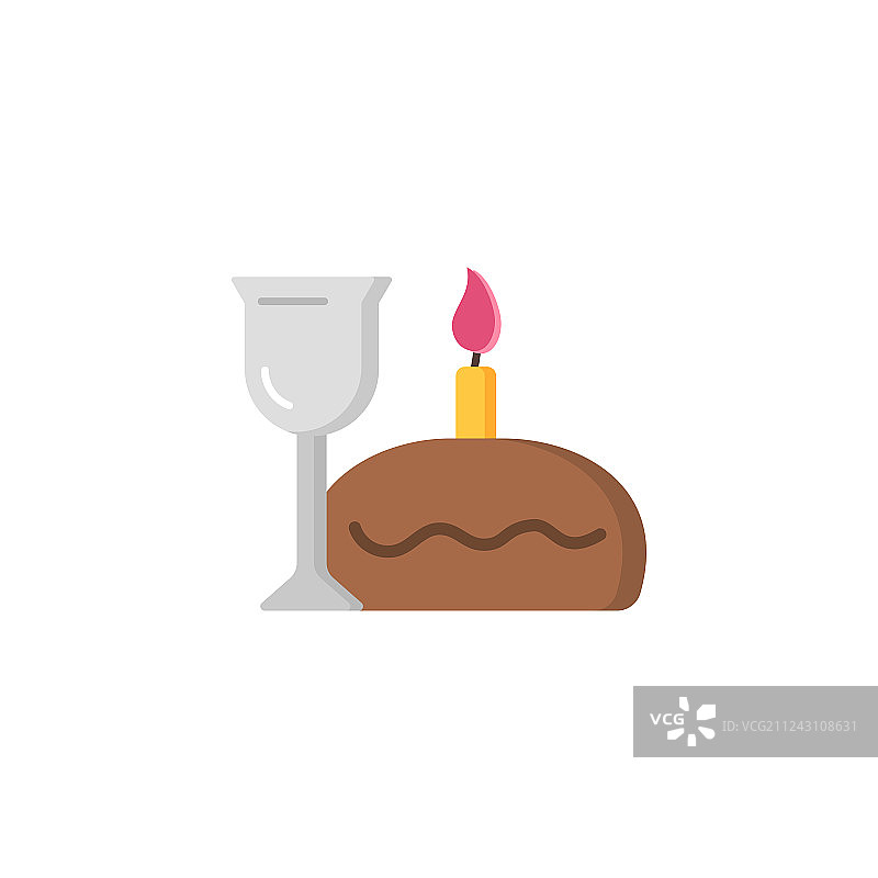 复活节蛋糕蜡烛和葡萄酒线性图标图片素材