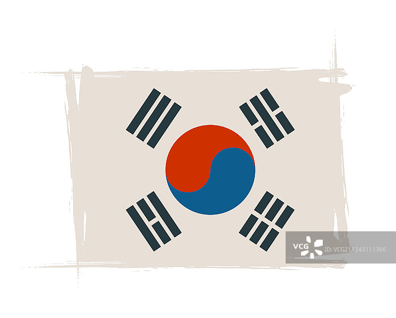 带有轻微划痕的韩国Grunge风格国旗图片素材