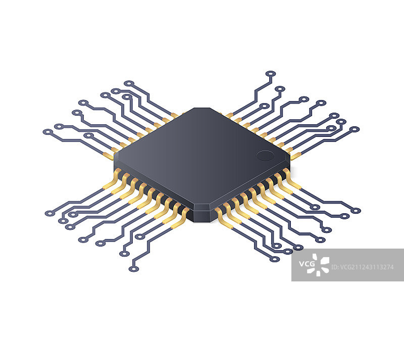 白色背景上隔离的微处理器电路板图片素材