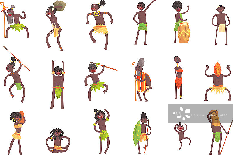 非洲部落战士与平民图片素材