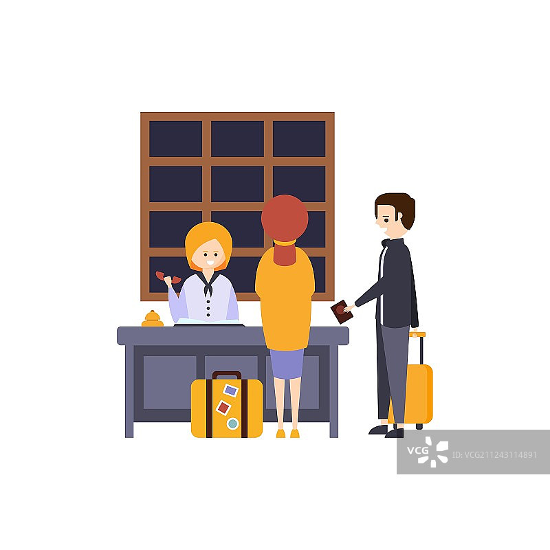 酒店前台办理入住登记图片素材