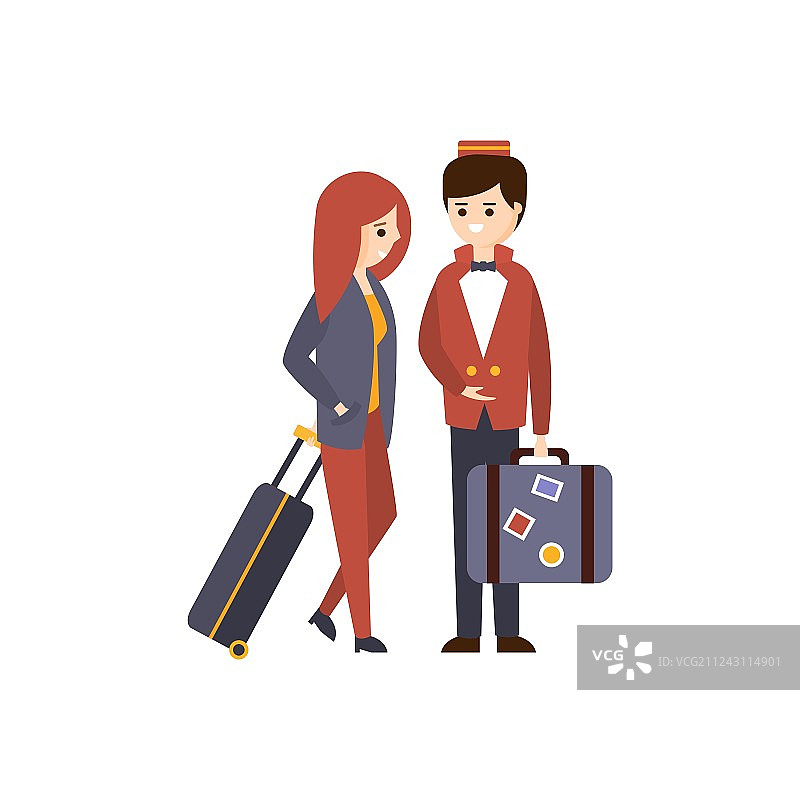 酒店行李员帮助女客人拿行李图片素材