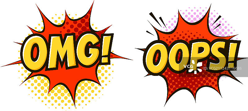 波普艺术复古漫画风格的“OMG”图片素材