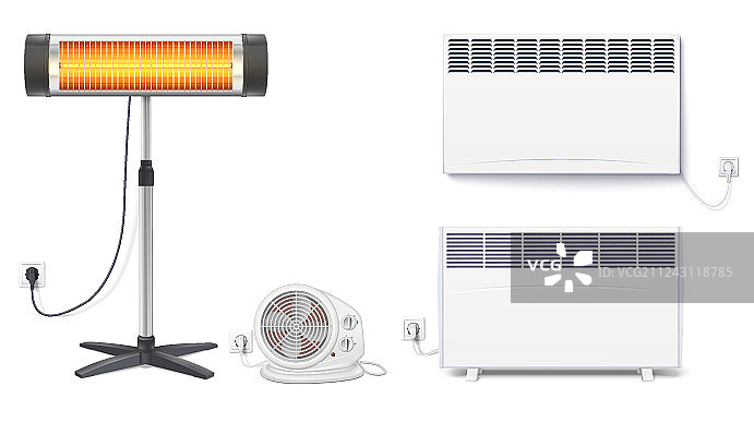 家用电器加热器图标集图片素材