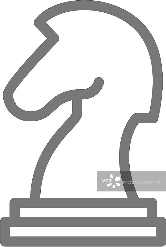 国际象棋骑士和马的线条图标图片素材