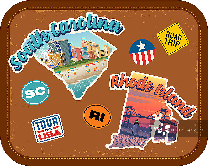 南卡罗来纳州罗德岛旅行贴纸图片素材