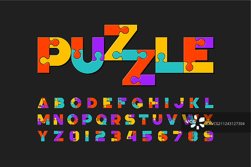 拼图字体彩色拼图字母图片素材