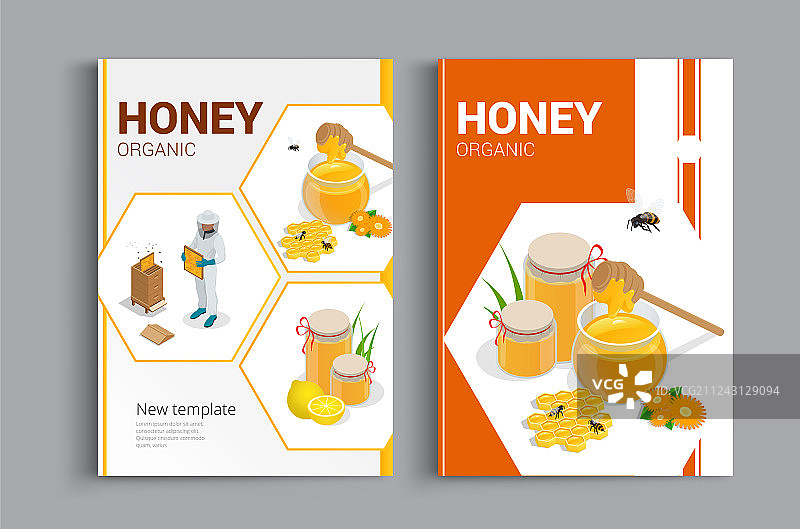 有机生蜂蜜抽象设计手册图片素材