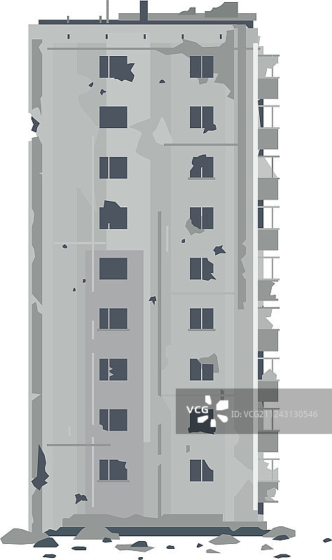 一栋被毁的九层东欧建筑图片素材