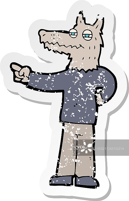 卡通指向图案复古磨损贴纸图片素材