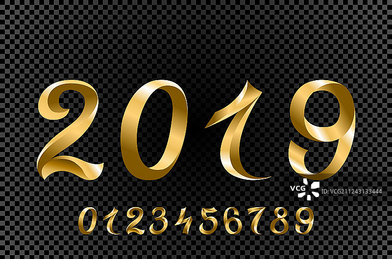 金色金属镀铬数字1234图片素材