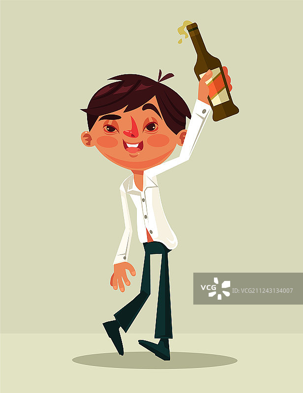 快乐微笑的醉酒办公室职员图片素材