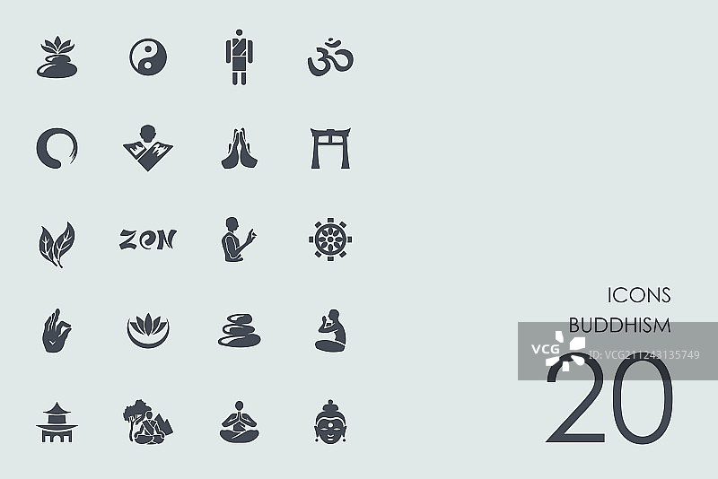佛教图标集图片素材