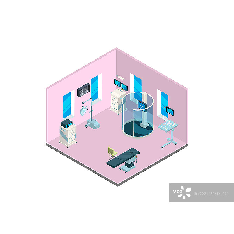 2.5D医院内部家具场景图片素材