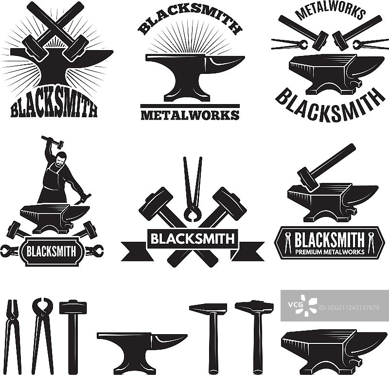 铁匠工业Logo标签图片素材