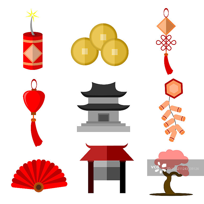中国文化简约图标图形合集图片素材