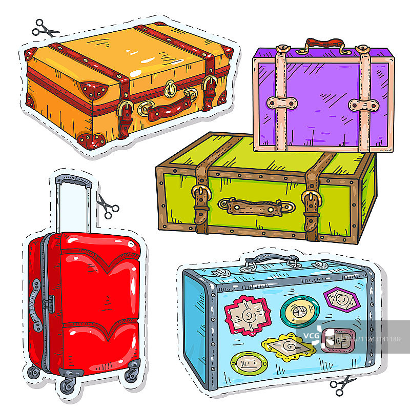 旅行包和复古手提箱图片素材