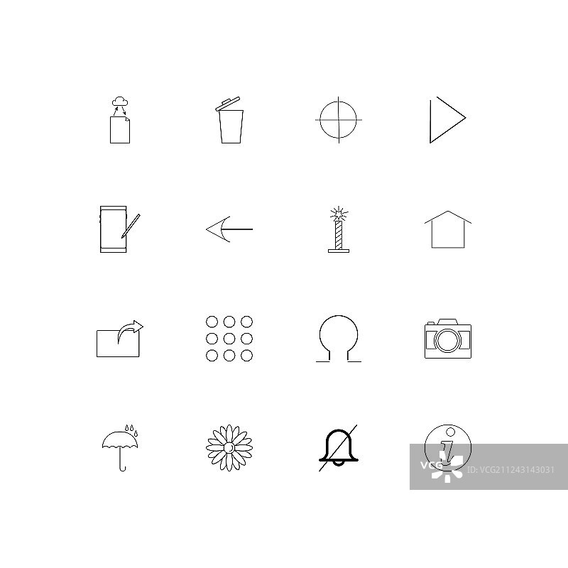 标志和符号线形细长的图标集概述图片素材