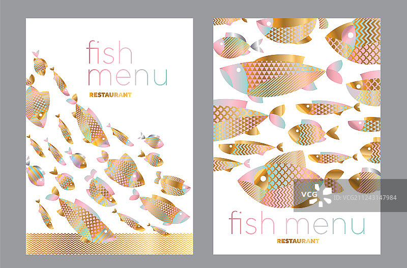 抽象的各种金鱼图案图片素材