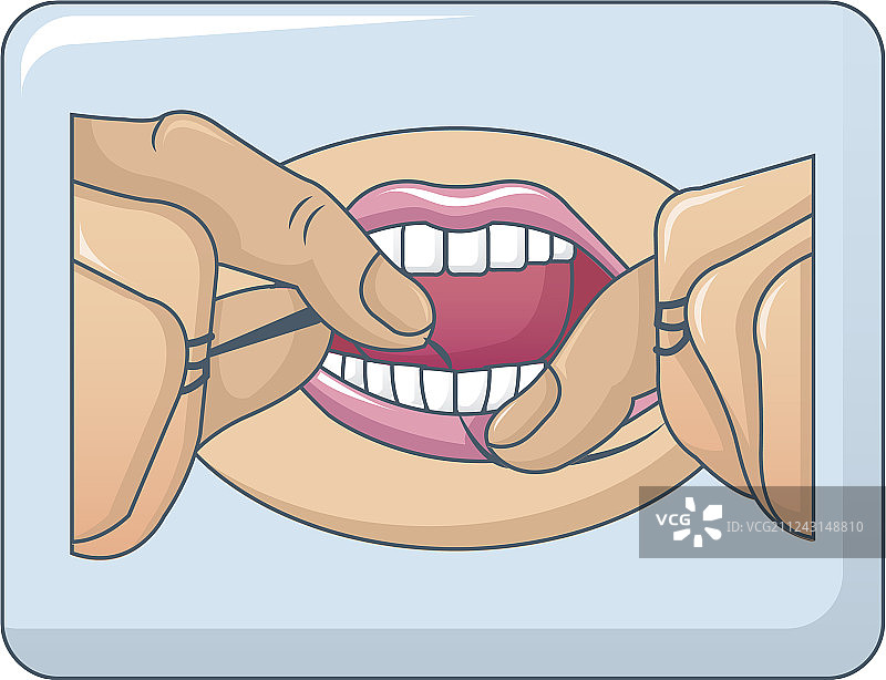 牙线使用概念背景卡通风格图片素材