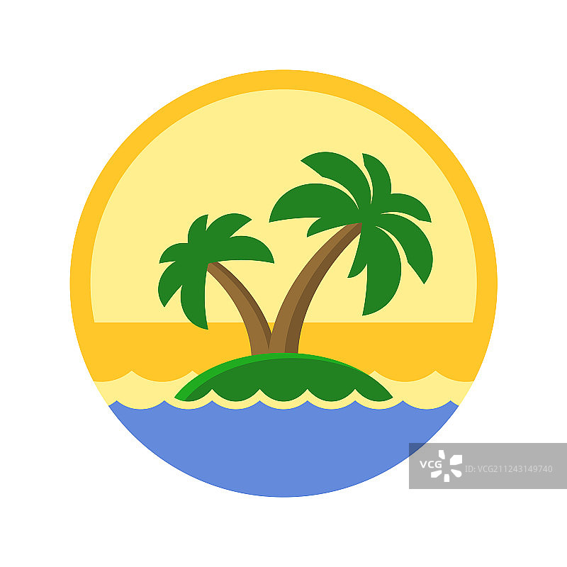 带棕榈树的可爱岛屿标志图片素材