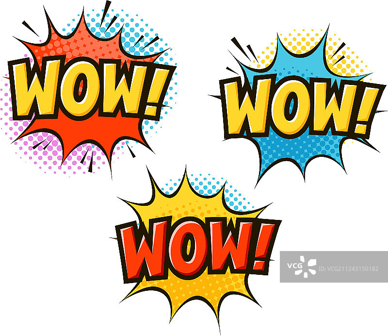 波普艺术复古漫画风格的“哇”图片素材
