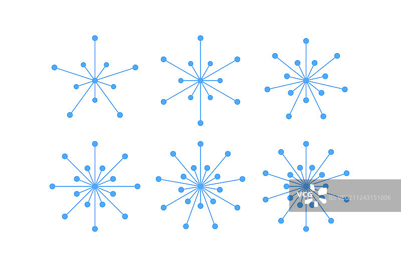 蓝色线条和圆圈组成的雪花图案图片素材