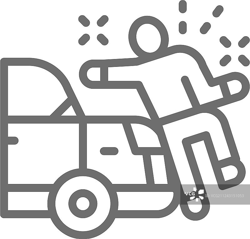 汽车撞倒行人事故线性图标图片素材