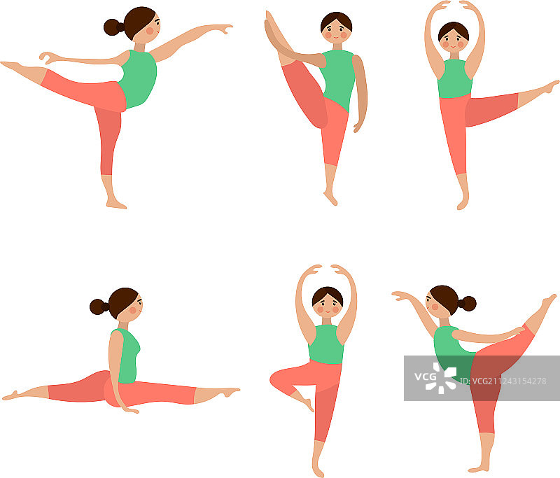 瑜伽姿势扁平风格图标合集图片素材