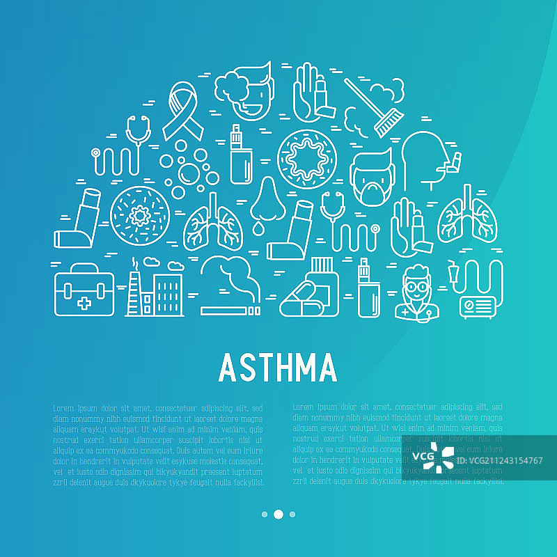 世界哮喘日概念细线图标设计图片素材