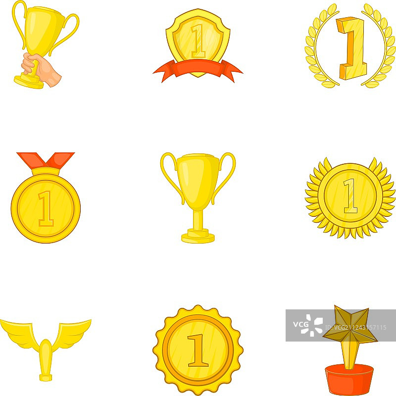 卡通风格的胜利图标集图片素材