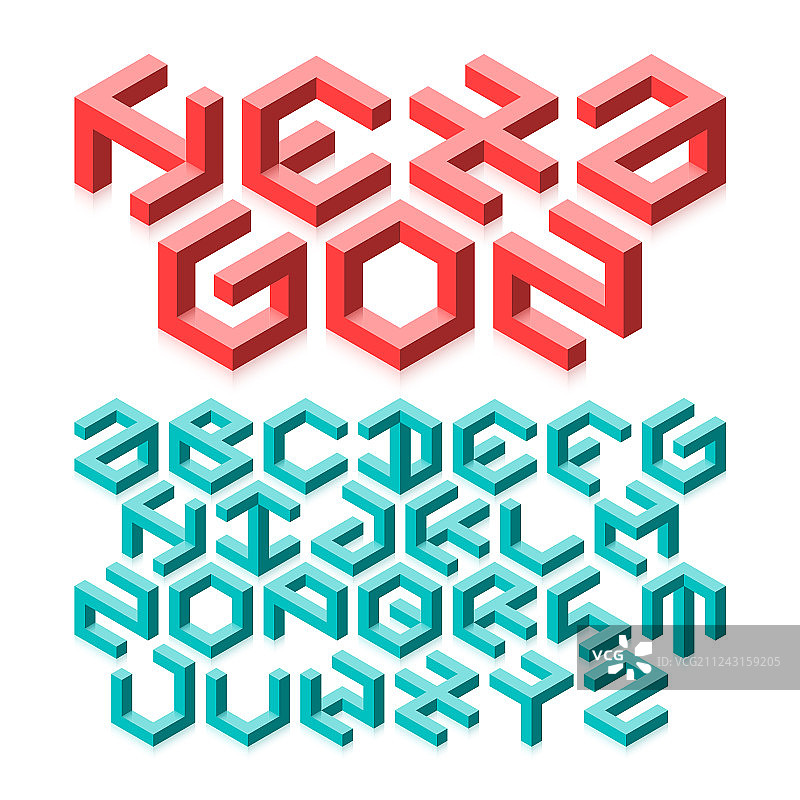 由异形组成的六边形字母图片素材