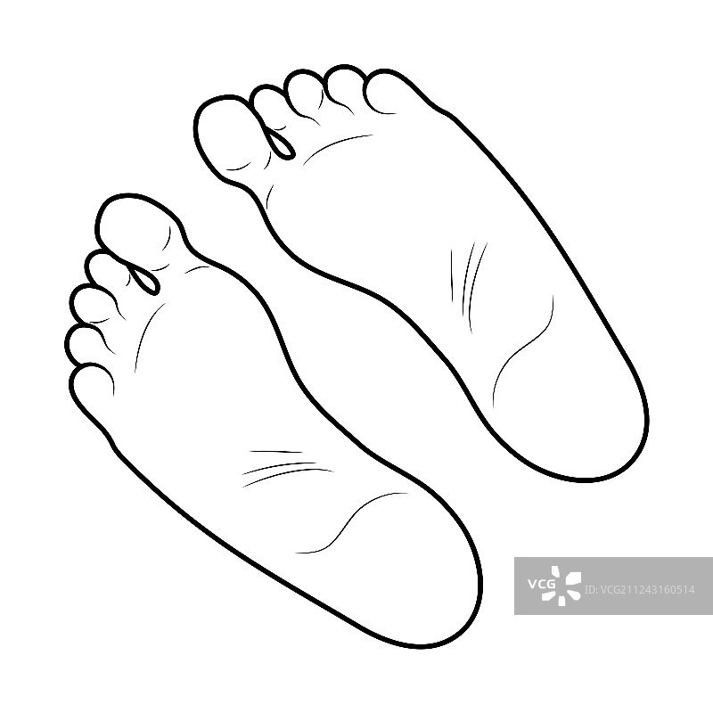白色背景上的脚印轮廓设计图片素材