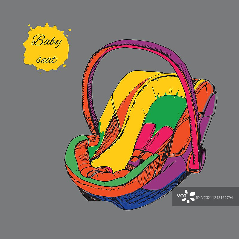 彩色手绘婴儿座椅图片素材