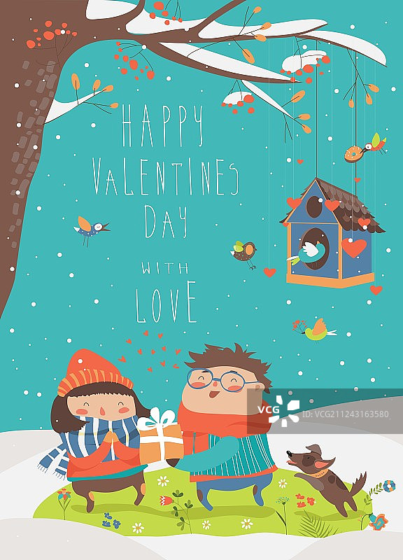 男孩送给女孩礼物图片素材