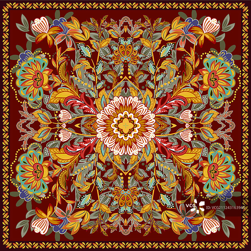 美丽的印度风情花卉桌布图片素材