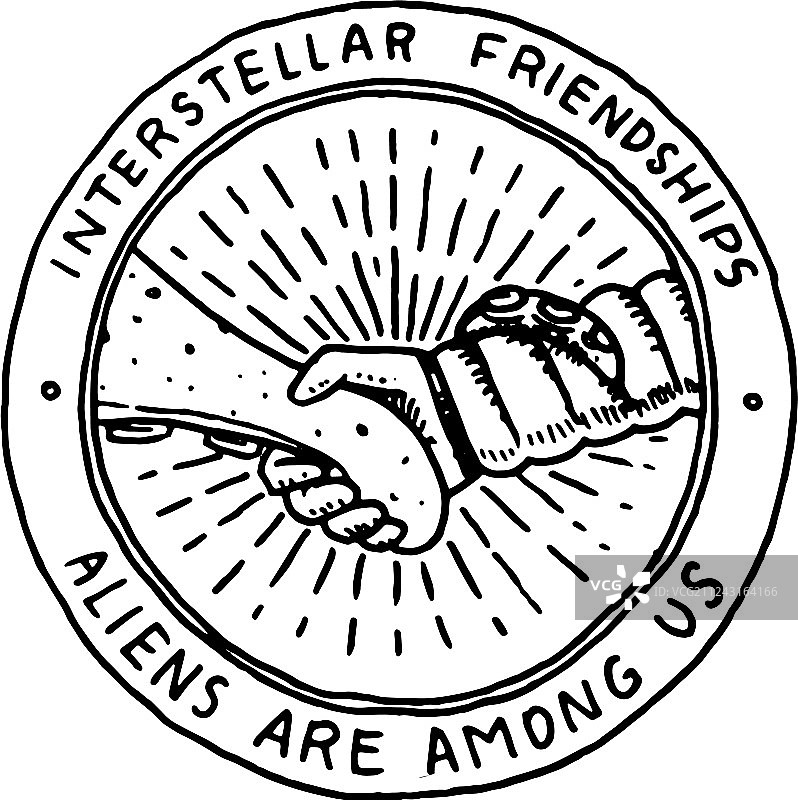 太空主题标志与陌生人相遇图片素材