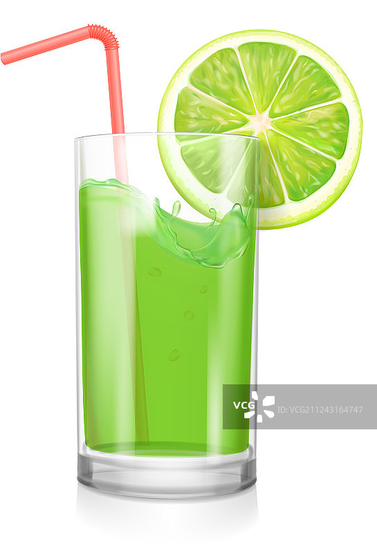 饮用玻璃杯中的青柠汁柑橘鸡尾酒图片素材